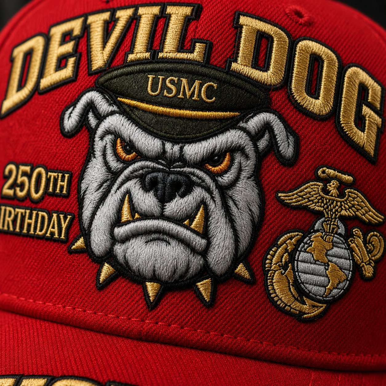 Devil Dog USMC 250th Birthday Cap - Semper Fidelis Embroidered Hat