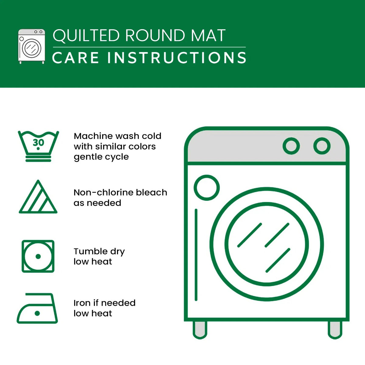 Care instructions for the 3D Halloween round rug: machine wash cold, tumble dry low