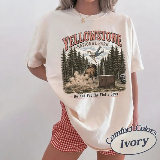 Yellowstone do not pet fluffy cows funny t-shirt