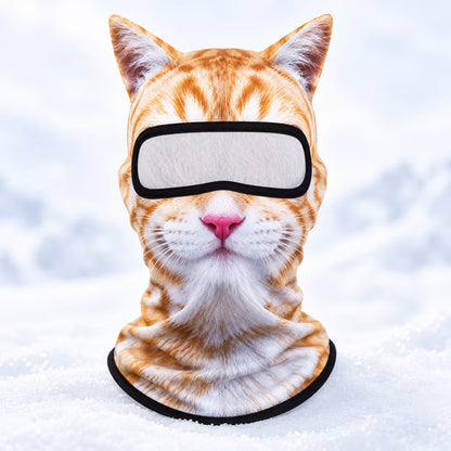 3D Cat Ski Balaclava & Animal Print Face Mask