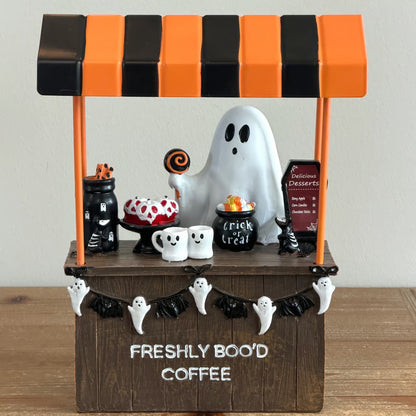 Freshly Boo'd Coffee Halloween ghost cart tabletop decor front view