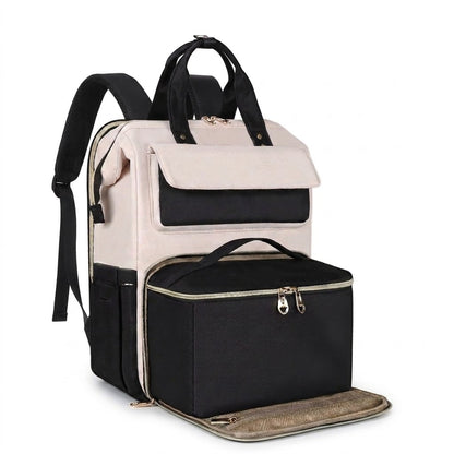 Modern lunch backpack in Classic with the front lunch compartment open