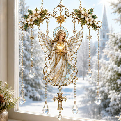 Guardian Angel faith stained glass acrylic suncatcher window decoration