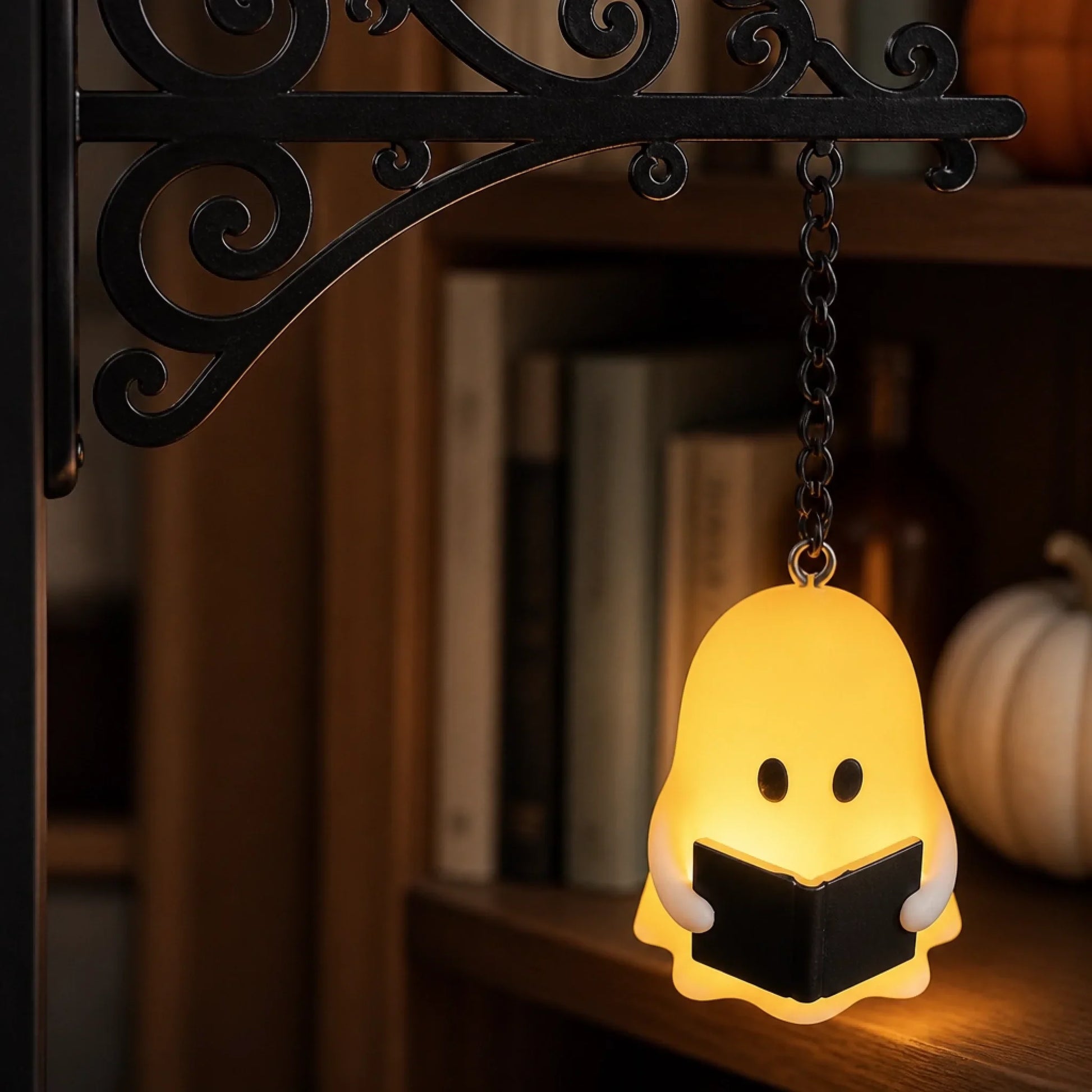Ghost bookshelf lantern reading buddy for book lovers