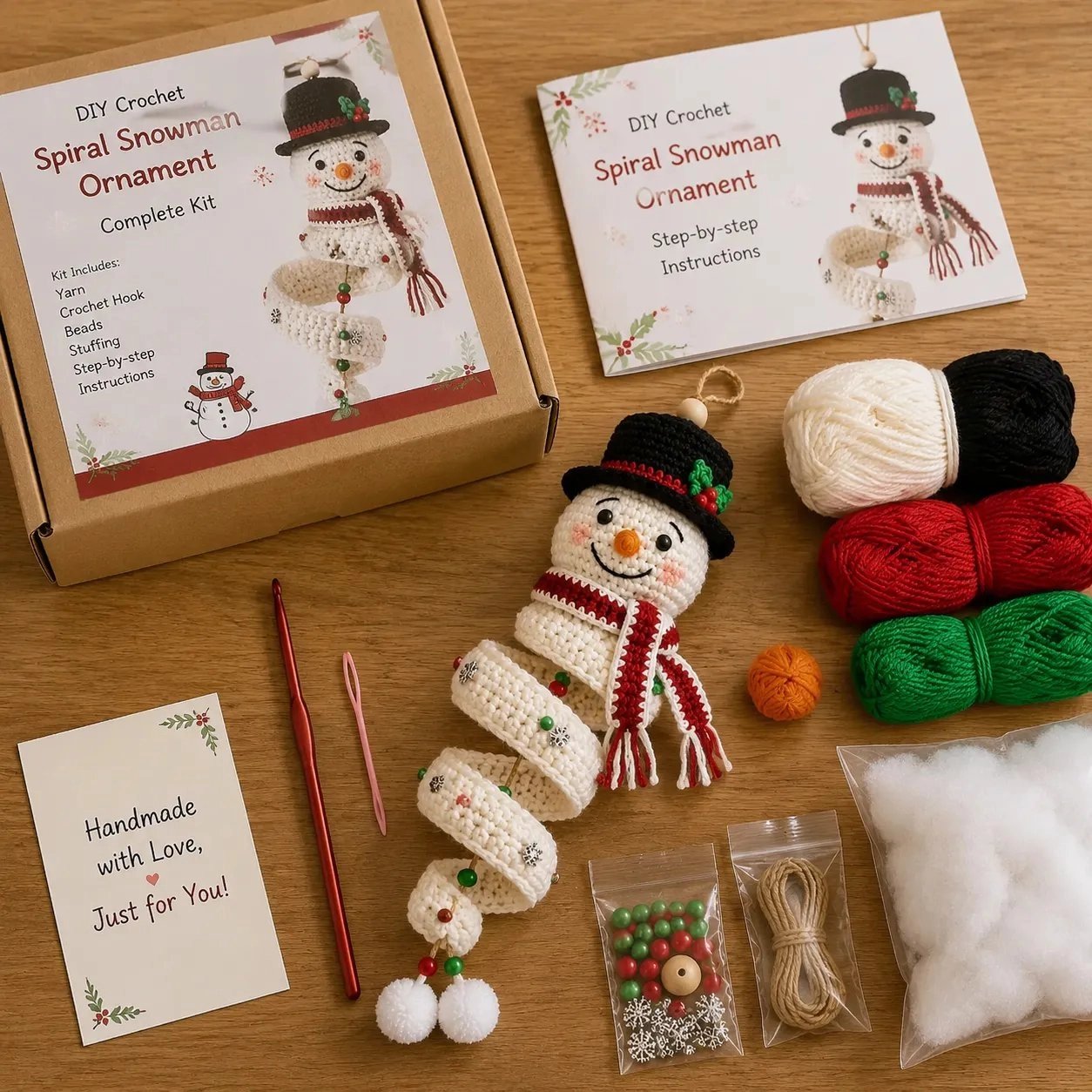 Crochet Christmas Spiral Ornament DIY Kit — Beginner Set