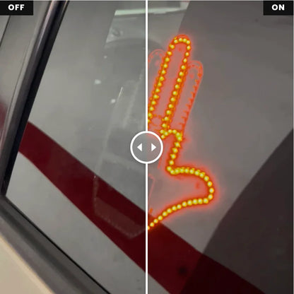 GestuGlow LED gesture light OFF vs ON comparison on car window