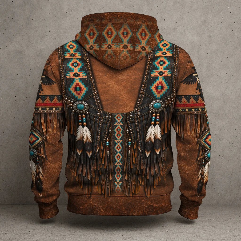 Southwestern Graphic Hoodie with Bold Nature Prints
