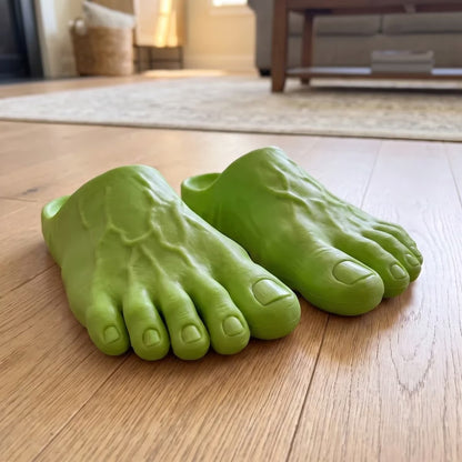Zombie Green barefoot prank slippers with monster-inspired foot details