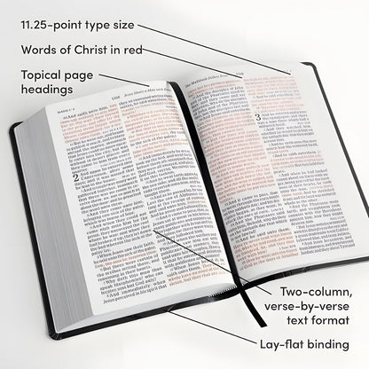 KJV Leather Study Bible with red-letter text and lay-flat pages