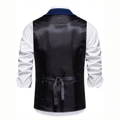 Black satin back lining with hidden waist adjuster on tweed waistcoat