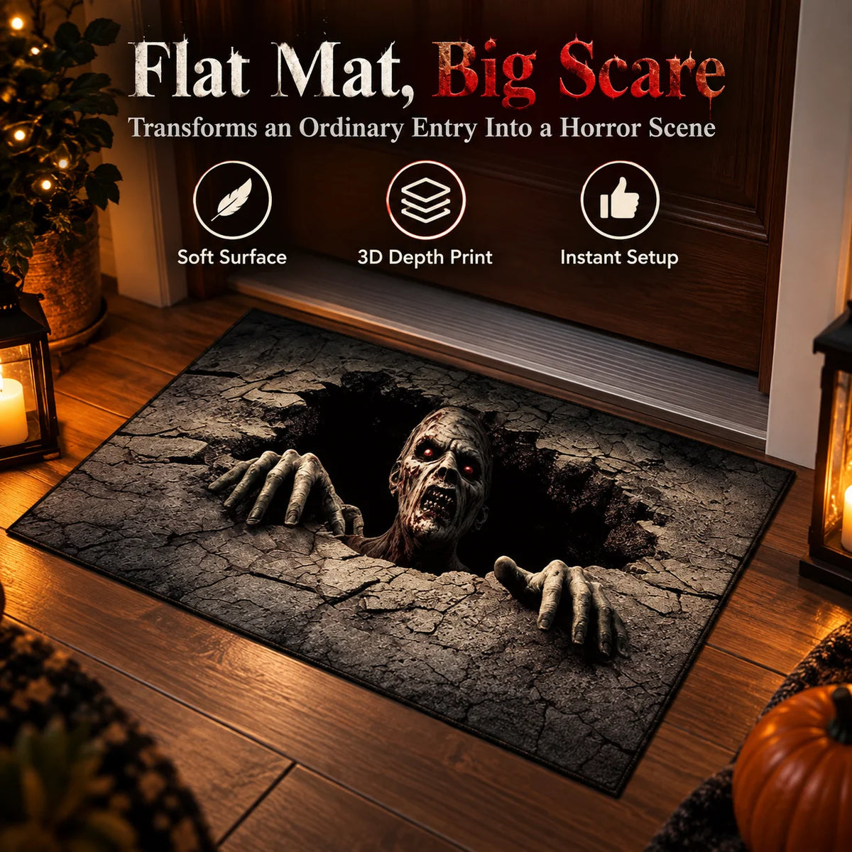 3D Halloween Optical Illusion Doormat - Spooky Non-Slip Rug