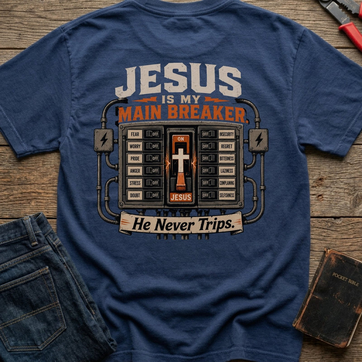 Jesus Is My Main Breaker t-shirt in Navy