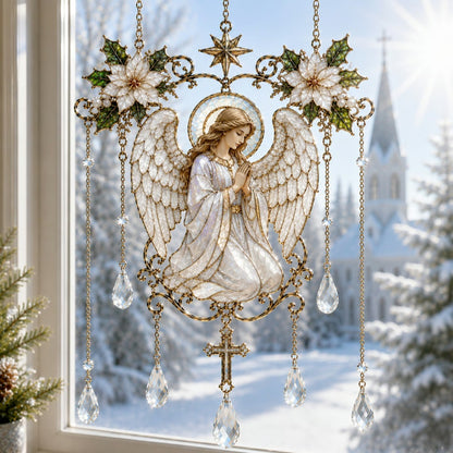 Praying Angel faith stained glass acrylic suncatcher window decoration