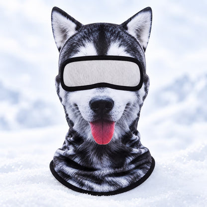 Husky animal face ski balaclava with ear details