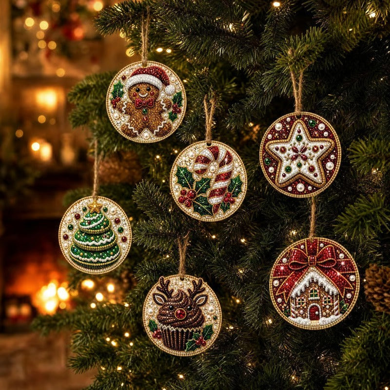 Holiday diamond art wooden ornament set