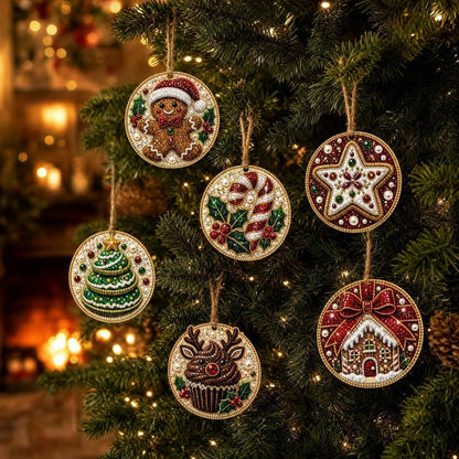 Holiday diamond art wooden ornament set