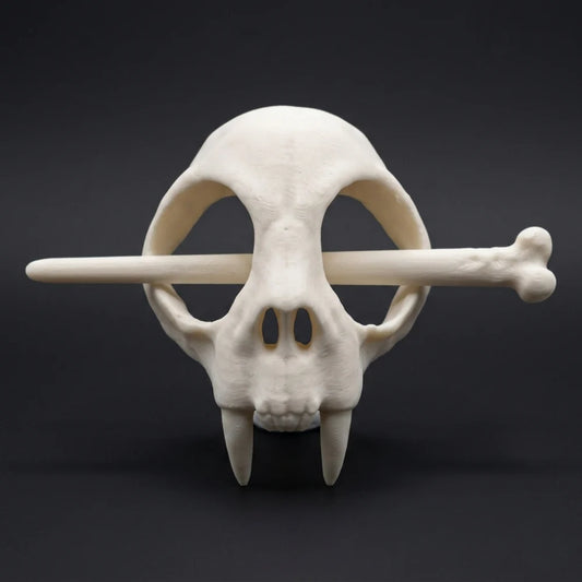 Gothic animal skull hair clip with bone stick bone white