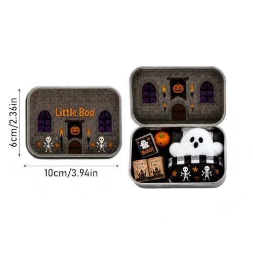 Halloween Mini Ghost Tin Box — Spooky Cute Figurine Set