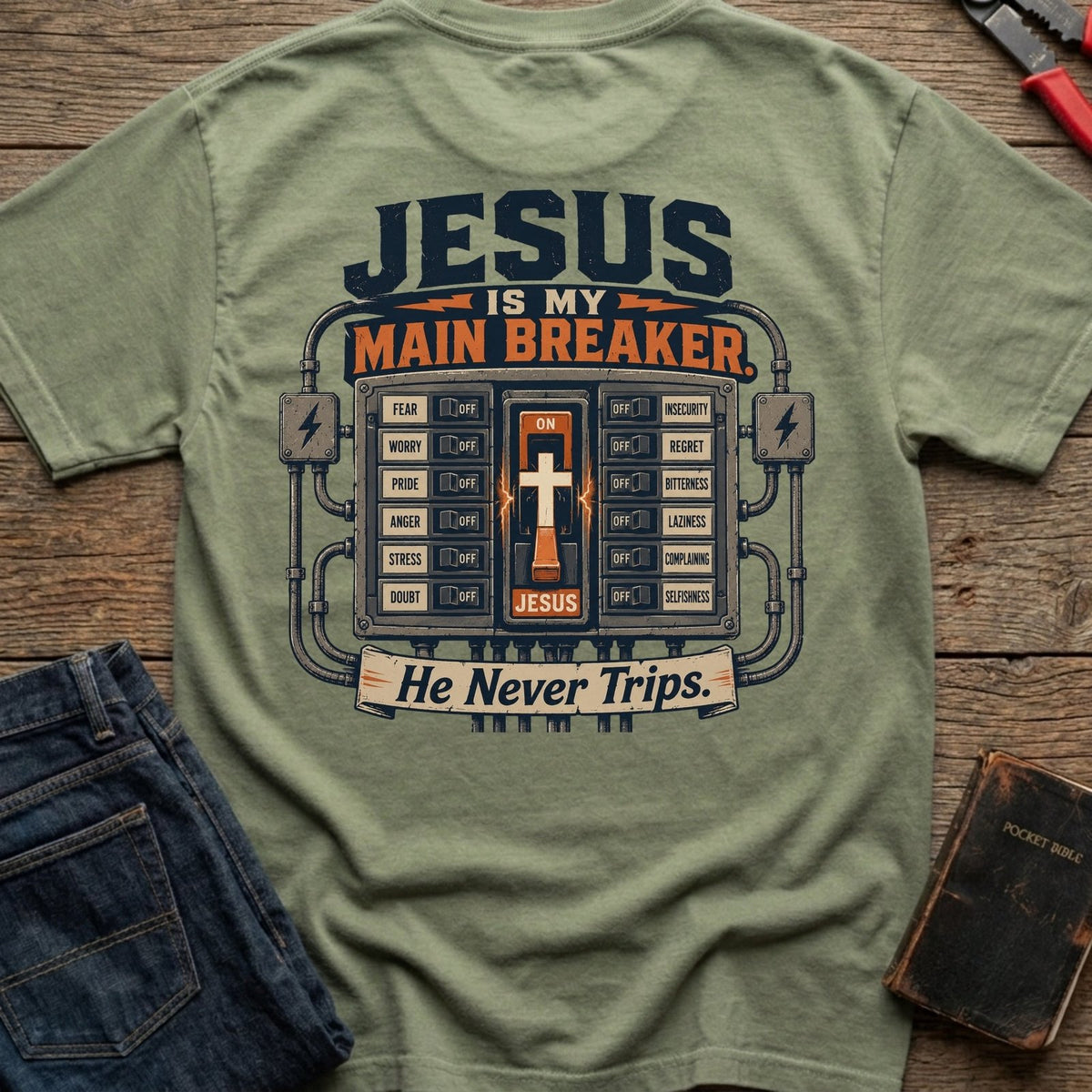 Jesus Is My Main Breaker t-shirt in Moss