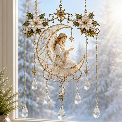 Moon Blessing angel faith stained glass acrylic suncatcher window decoration