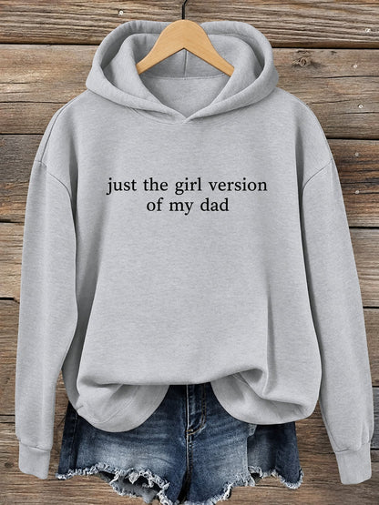 Grey dad-daughter slogan graphic hoodie with chest lettering