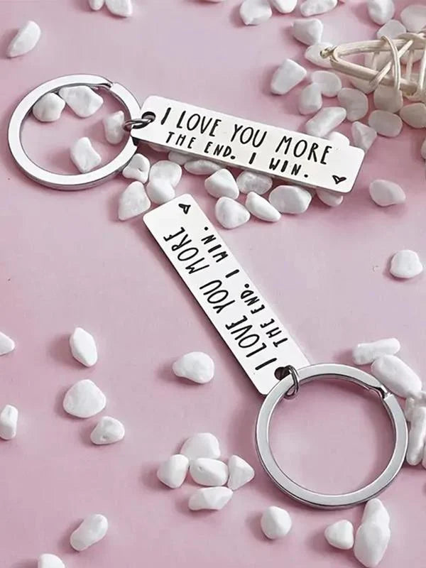 I Love You More/Most Engraved Stainless Steel Keychain
