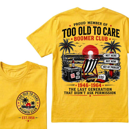 Custom EST year Boomer Club t-shirt in Yellow with retro beach back print