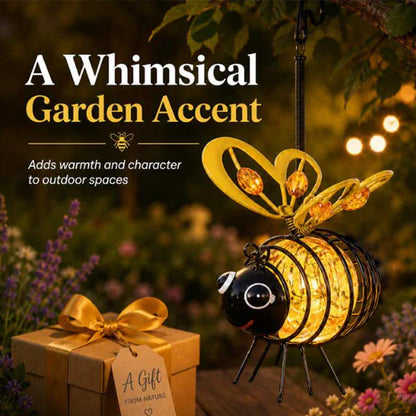Solar bee garden light warm LED glow at night