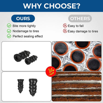 Steel core self-vulcanizing rubber tire repair nail structure
