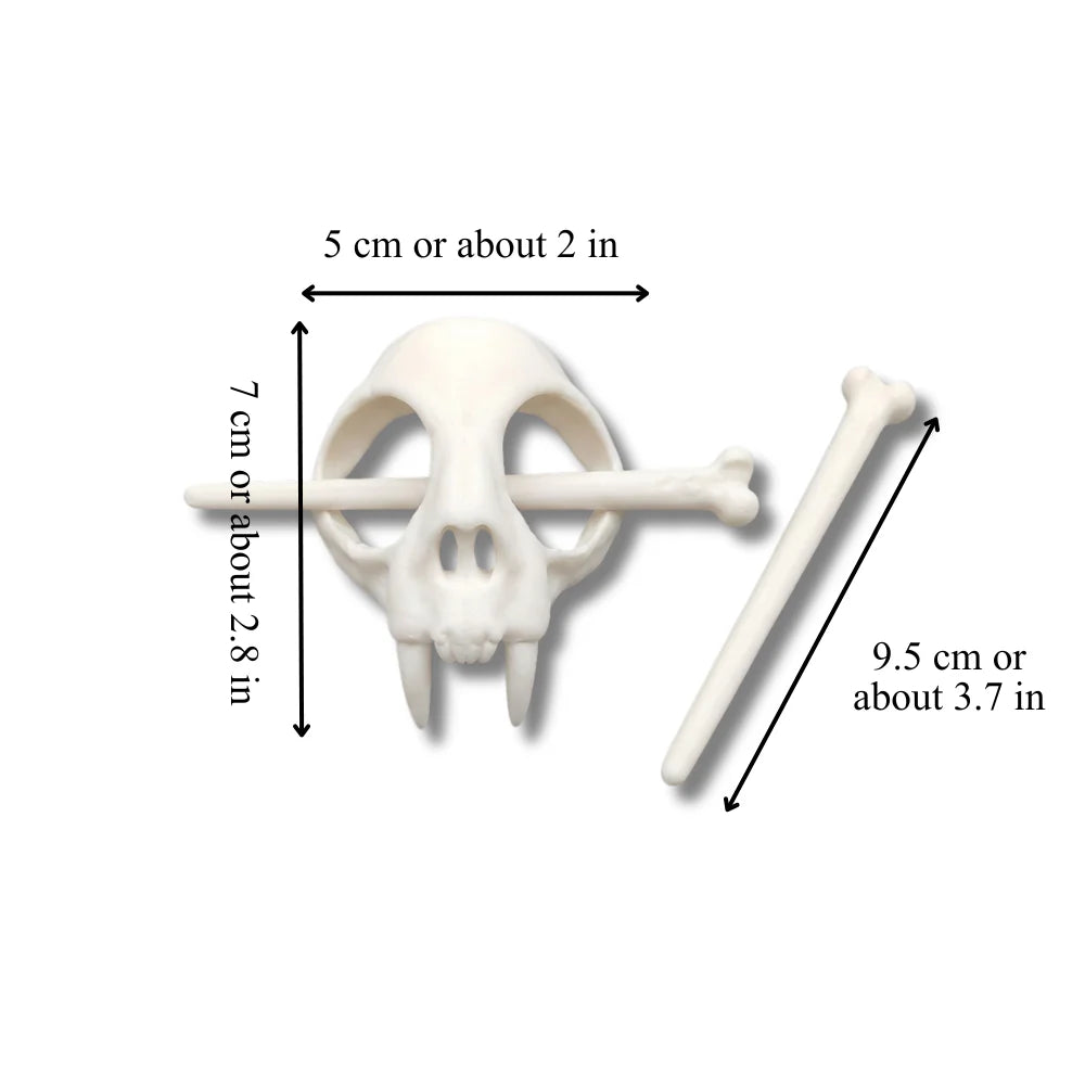 Gothic animal skull hair clip with bone stick bone white