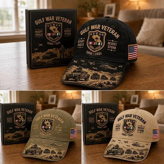 Gulf War Veteran cap three color lineup comparison