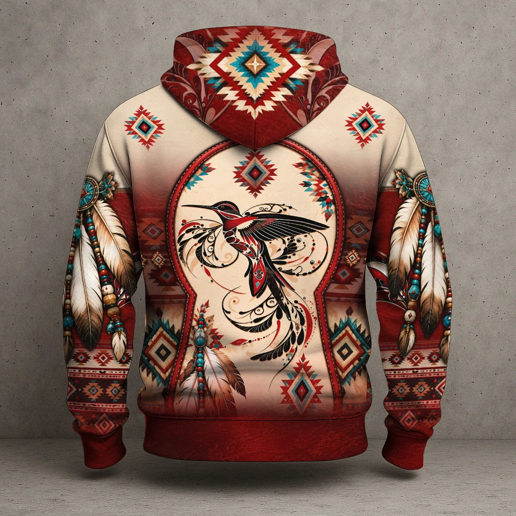 Southwestern Graphic Hoodie with Bold Nature Prints