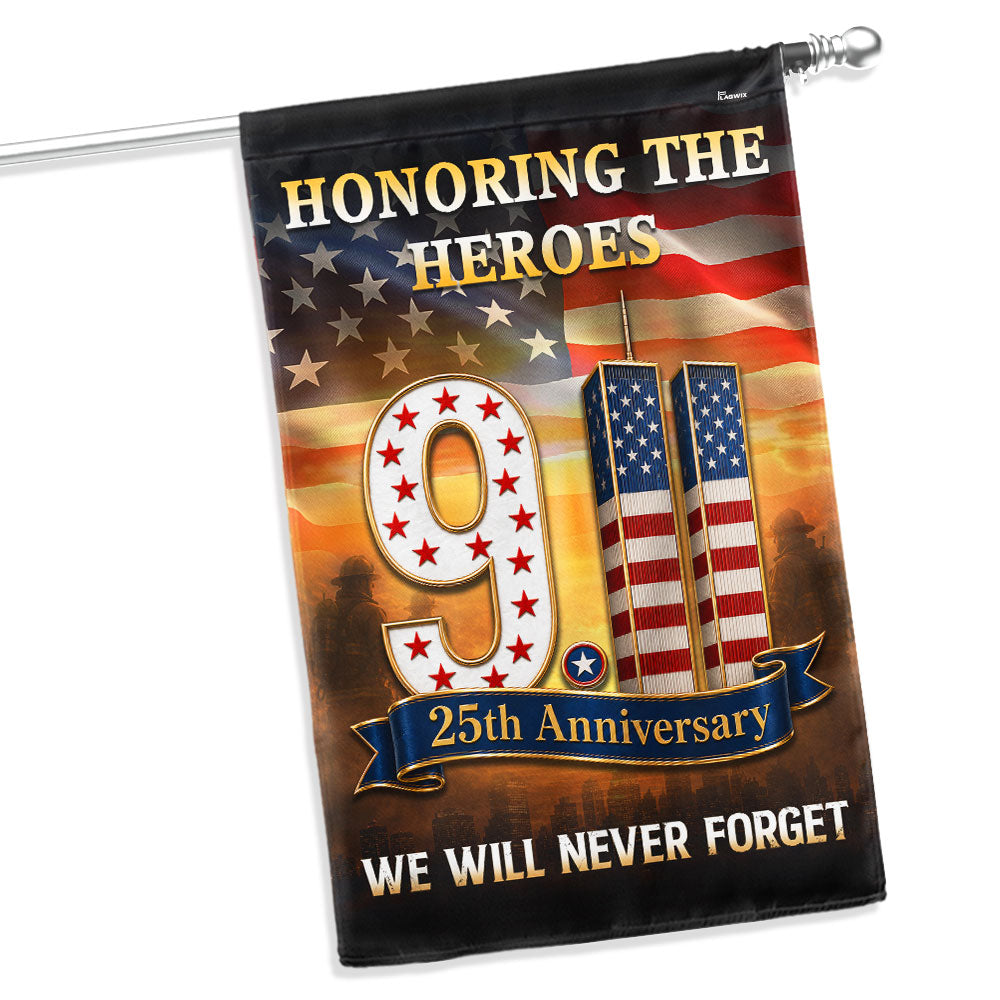 911 Patriot Day 25th Anniversary 3x5 ft Flag flying on pole