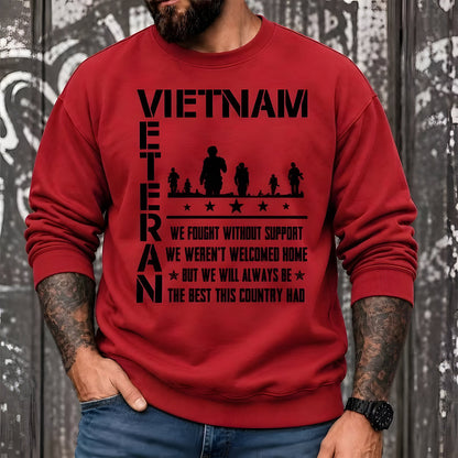 Vietnam Veteran crewneck sweatshirt in red with soldier graphic