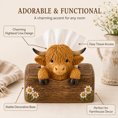 Cute Highland Cow salt pepper and tissue box 2-piece set