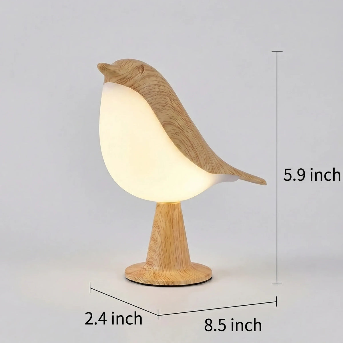 Bird night light dimensions: 2.4 × 8.5 × 5.9 inches