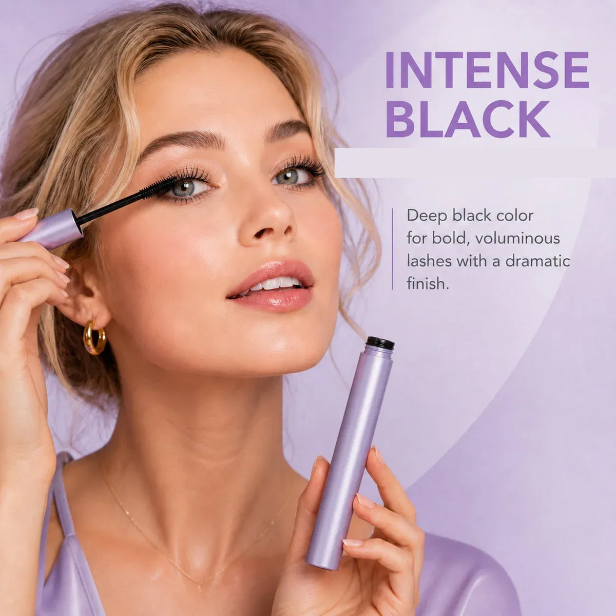 Mascara application showing a defined lash look