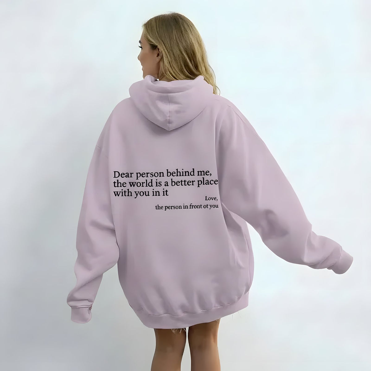 Purple Dear Person Behind Me kindness hoodie with back message