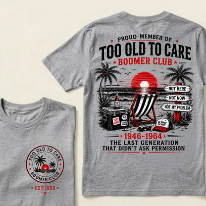 Custom EST year Boomer Club t-shirt in Gray with retro beach back print