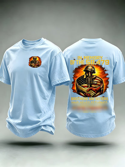 Light Blue Vietnam memorial tribute T-shirt with front and back graphics