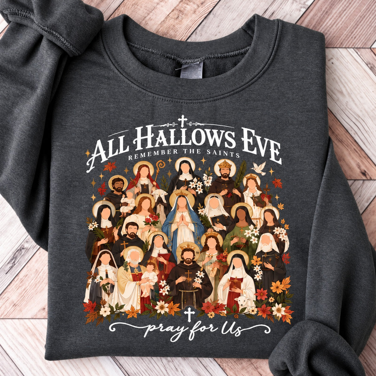 Remember the Saints Gothic All Hallows Eve Sweatshirt - Dark Heather