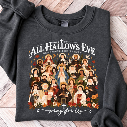 Remember the Saints Gothic All Hallows Eve Sweatshirt - Dark Heather