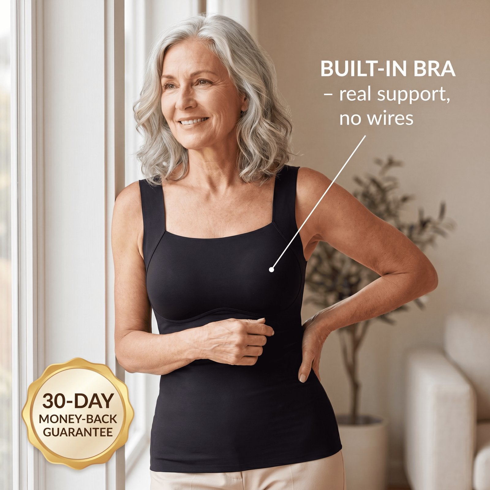 Sculpt tank built-in bra real support no wires