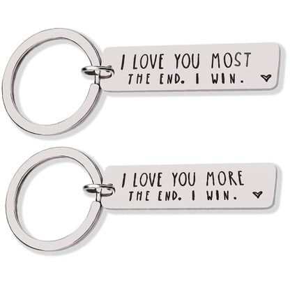 I Love You More/Most Engraved Stainless Steel Keychain
