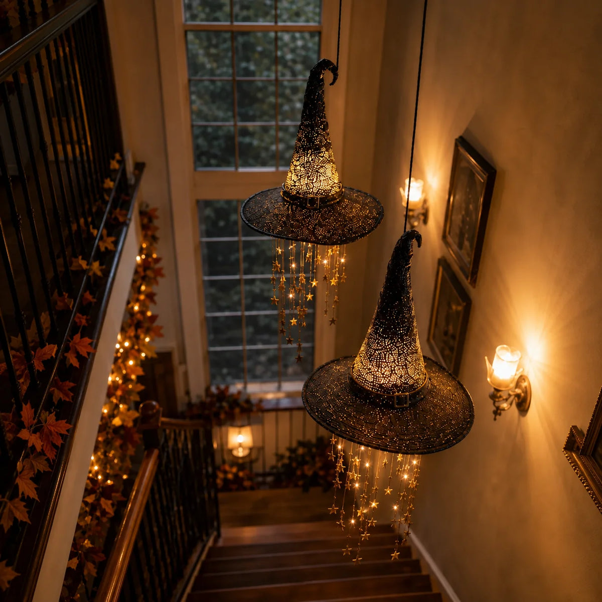 Lighted Witch Hat Hanging Chime — LED Halloween Decor