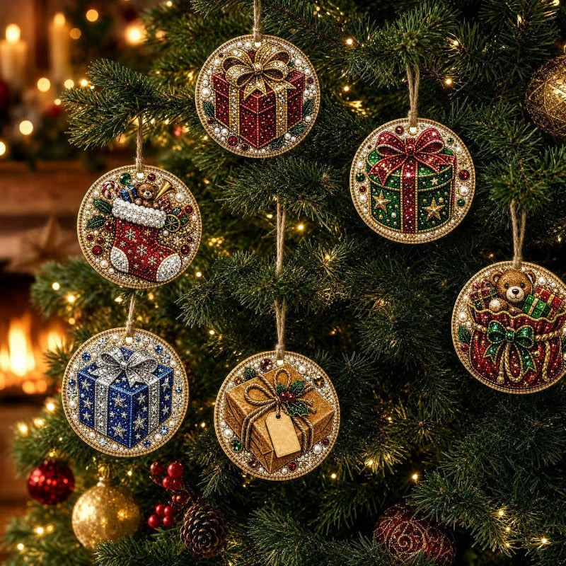 Christmas diamond painting ornament set ready to hang