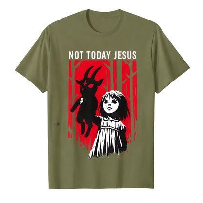 Not Today Jesus Gothic Goat Graphic T-Shirt