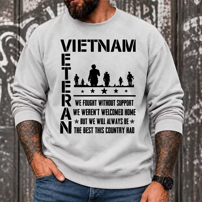 Vietnam Veteran crewneck sweatshirt in white with soldier graphic