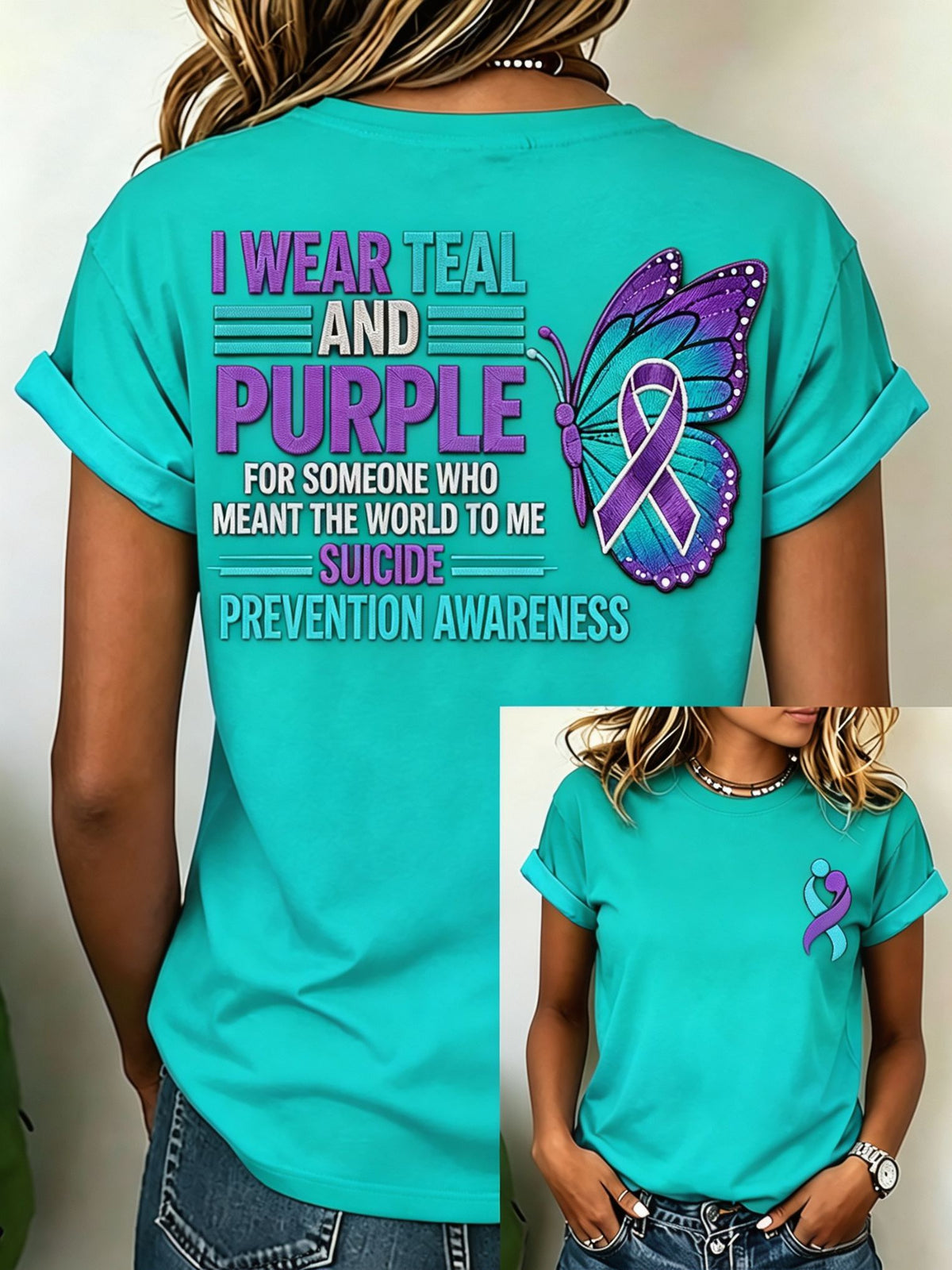Ribbon butterfly awareness tee in white