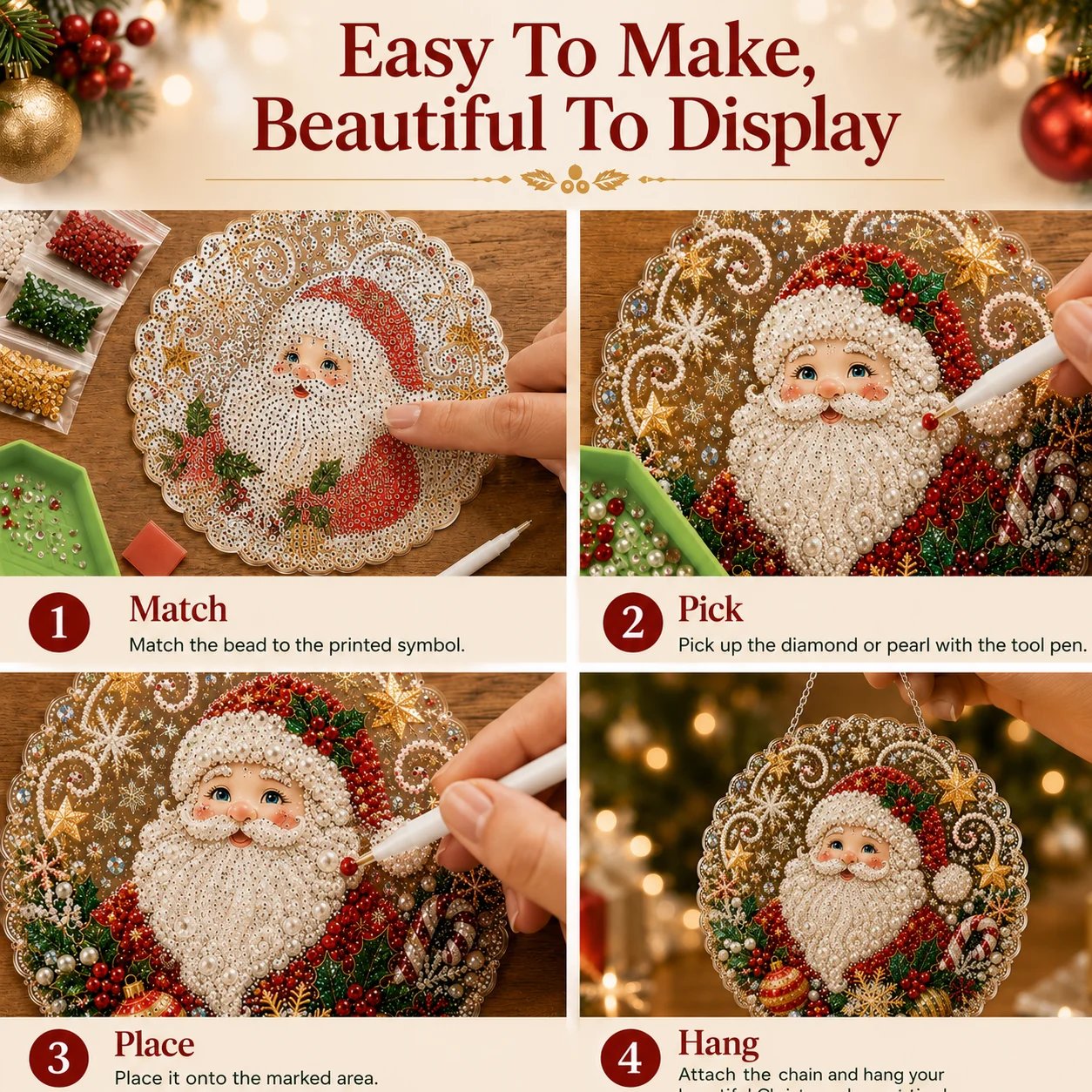 DIY Christmas Pearl Diamond Art Hanging Ornament Kit